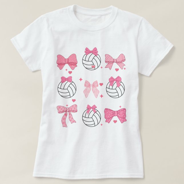 Distressed Bow Volleyball Shirt, Volleyball Coquet T-Shirt (Design Front)