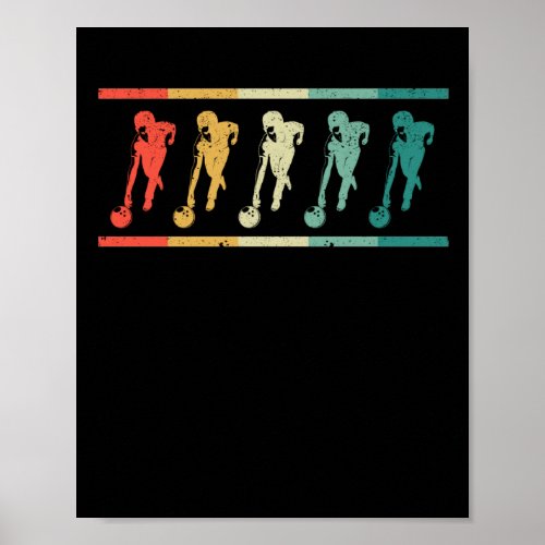 Distressed bowling player retro vintage bowler poster