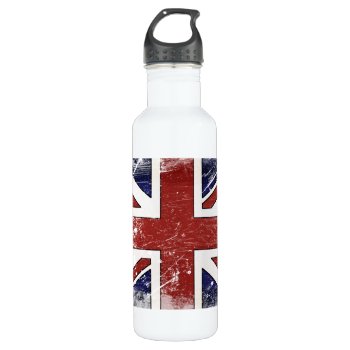 - Distressed British Flag Water Bottle by koncepts at Zazzle