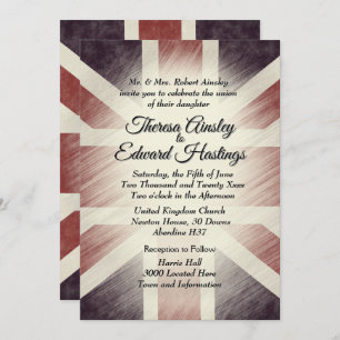 Distressed British Flag Wedding Invitations