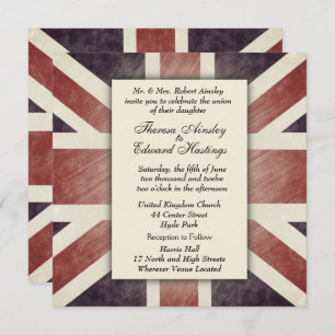 Distressed British Flag Wedding Invitations