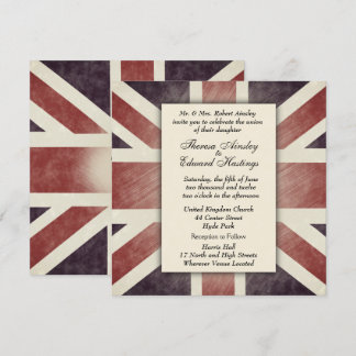 Distressed British  Flag Wedding Invitations