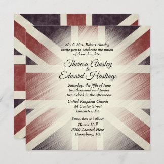 Distressed British  Flag Wedding Invitations