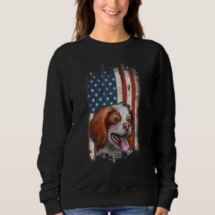 Distressed Brittany Spaniel American Flag Patrioti Sweatshirt