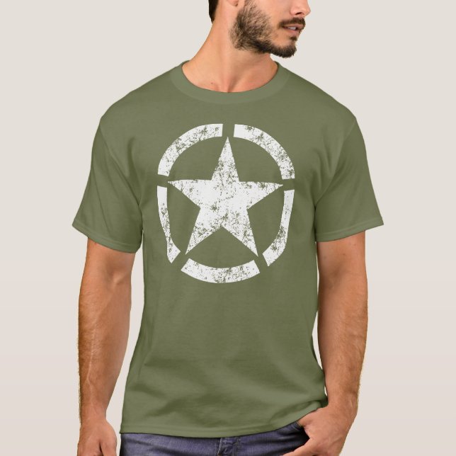 Distressed Broken Ring Star National Symbol T-Shirt (Front)