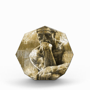 Distressed bronze statue Auguste Rodin the thinker Award