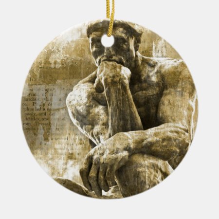 Distressed Bronze Statue Auguste Rodin The Thinker Ceramic Ornament