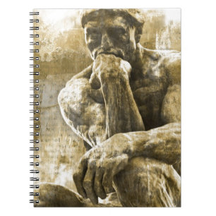 Distressed bronze statue Auguste Rodin the thinker Notebook