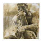 Distressed Bronze Statue Auguste Rodin The Thinker Tile at Zazzle