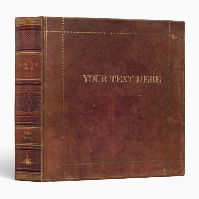 Distressed Brown Faux Leather Book Binder (Front/Spine)