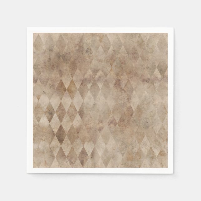 Distressed Brown Harlequin  Paper   Napkins (Front)