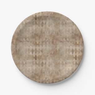 Distressed Brown Harlequin Paper Plates