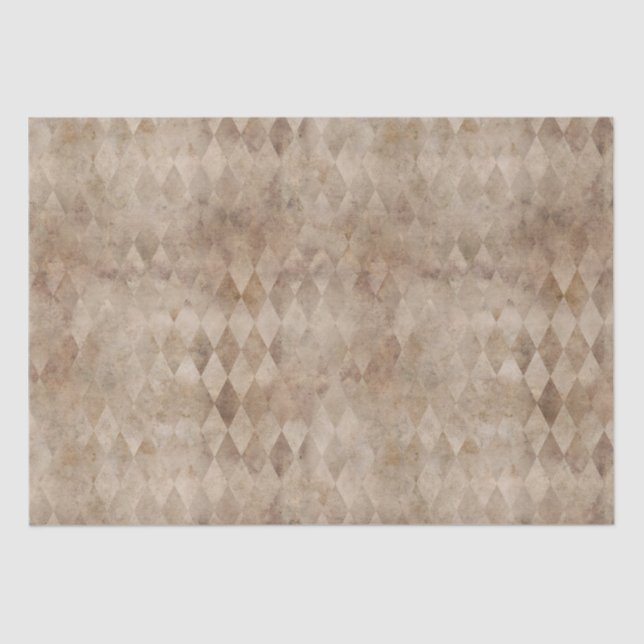 Distressed Brown Harlequin  Tissue Paper (Front)
