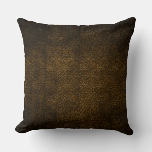 Distressed Brown Leather Look Print Pillow