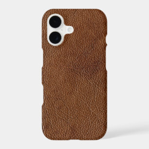Distressed Brown Leather Look Printed Image iPhone 17 Case