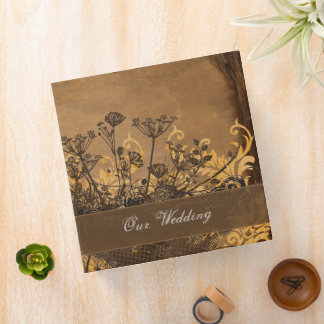 Distressed Brown Wild Flowers 3 Ring Binder