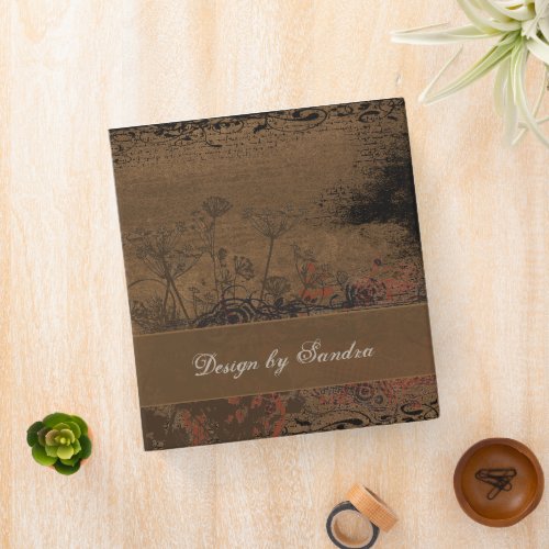 Distressed Brown Wild Flowers Binder