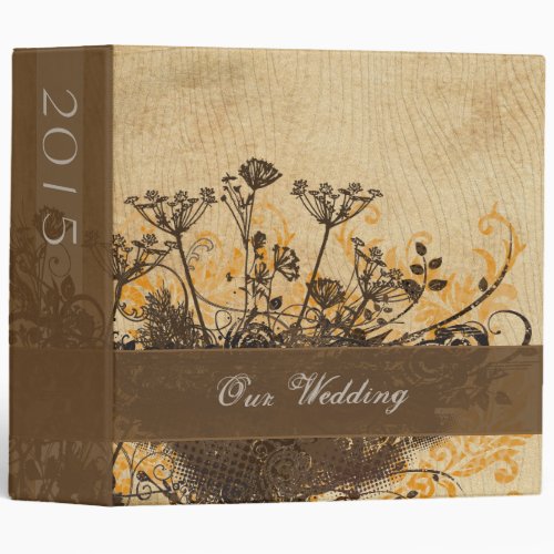 Distressed Brown Wild Flowers Wood Grain Binder