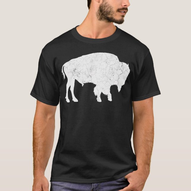 Distressed Buffalo Retro Bison Animal Lover Shirt  (Front)