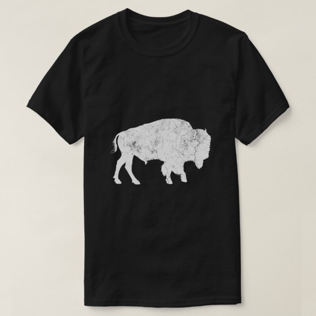 Distressed Buffalo Retro Bison Animal Lover Shirt  (Design Front)
