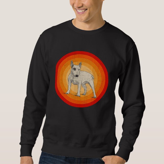 Distressed Bull Terrier Dog  Retro Style Sweatshirt (Front)