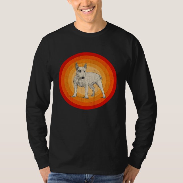 Distressed Bull Terrier Dog  Retro Style T-Shirt (Front)