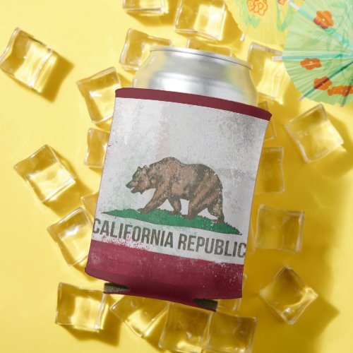 Distressed California Flag   Can Cooler