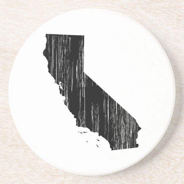 Distressed California State Outline Drink Coaster (Front)