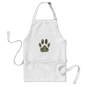 Distressed Camo Dog Paw Print Adult Apron