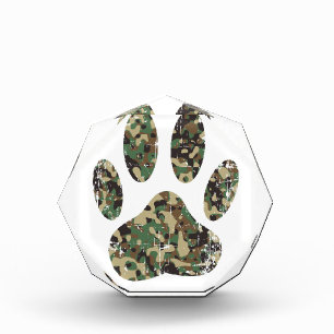 Distressed Camo Dog Paw Print Award