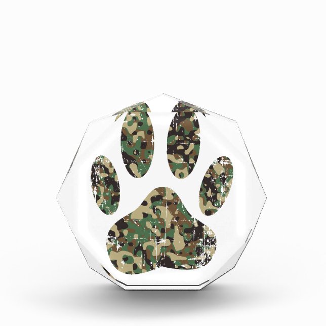 Distressed Camo Dog Paw Print Award (Front)