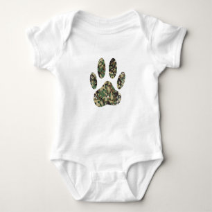 Distressed Camo Dog Paw Print Baby Bodysuit