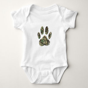 Distressed Camo Dog Paw Print Baby Bodysuit