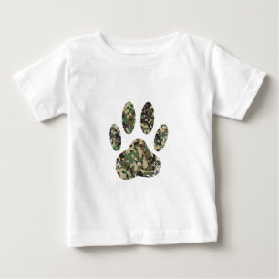 Distressed Camo Dog Paw Print Baby T-Shirt