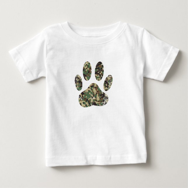 Distressed Camo Dog Paw Print Baby T-Shirt (Front)