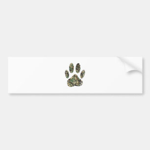 Distressed Camo Dog Paw Print Bumper Sticker