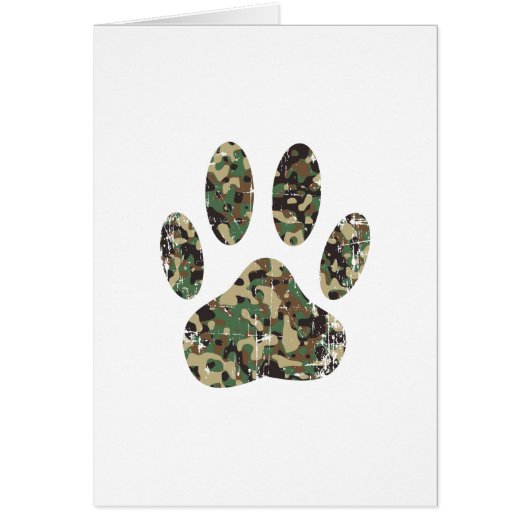 Distressed Camo Dog Paw Print Cards (Front)