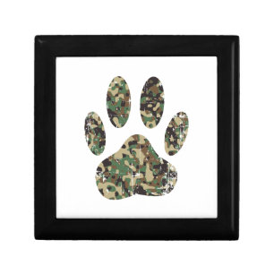 Distressed Camo Dog Paw Print Jewelry Box
