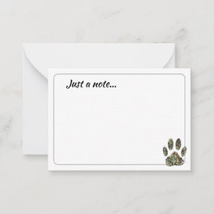 Distressed Camo Dog Paw Print Just a Note