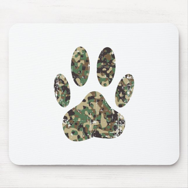 Distressed Camo Dog Paw Print Mouse Pad (Front)