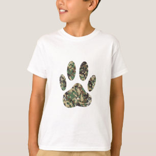 Distressed Camo Dog Paw Print T-Shirt