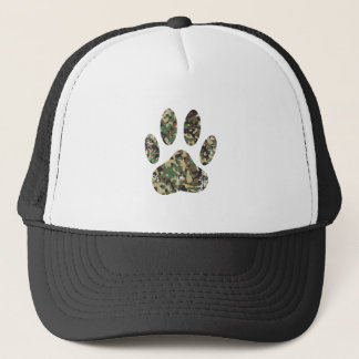 Distressed Camo Dog Paw Print Trucker Hat