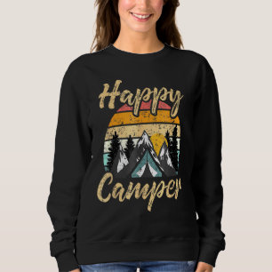 Distressed Camping Hiking Present Happy Camper Sweatshirt