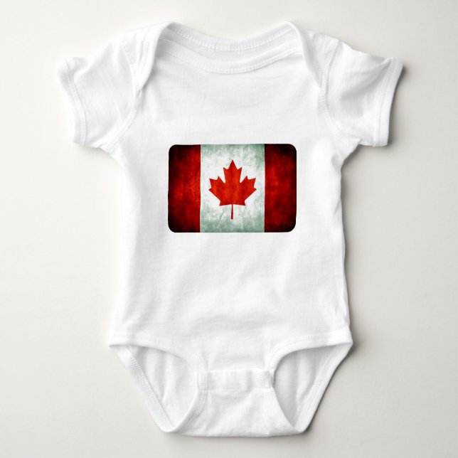 Distressed Canada Flag Baby Bodysuit (Front)