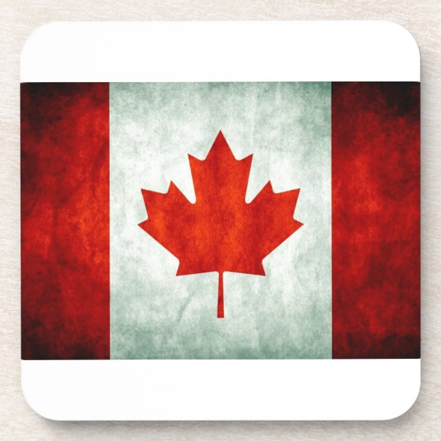 Distressed Canada Flag Drink Coaster (Front)