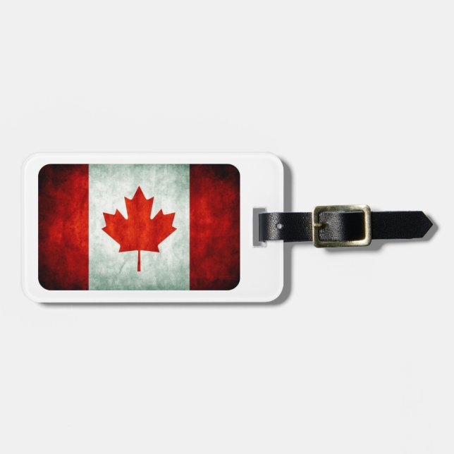 Distressed Canada Flag Luggage Tag (Front Horizontal)