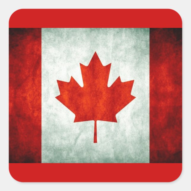 Distressed Canada Flag Square Sticker (Front)
