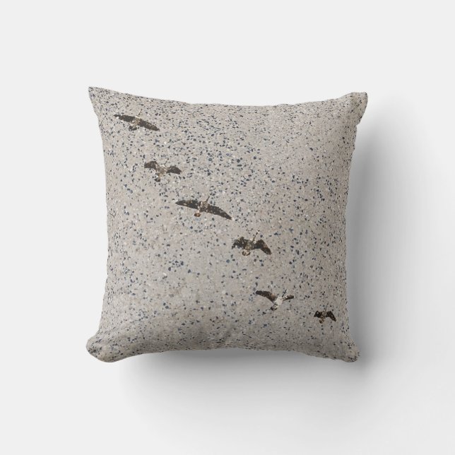 Distressed Canada Geese Speckled Background Taupe Throw Pillow (Front)