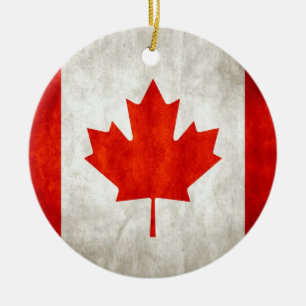 Distressed Canadian Flag Ceramic Ornament