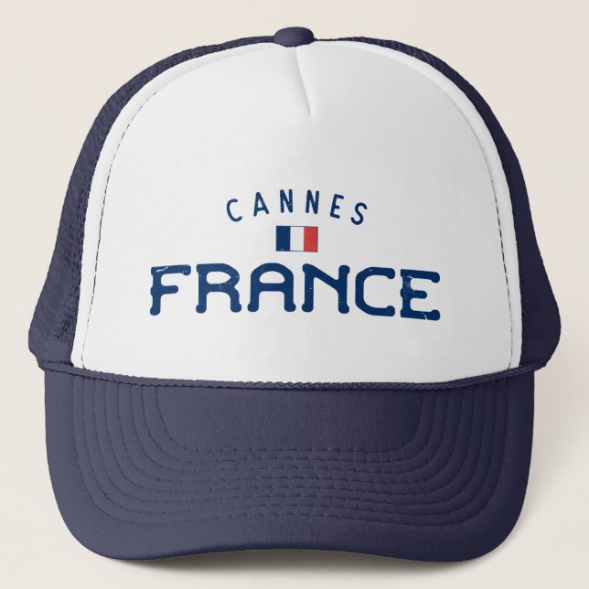 Distressed Cannes France Trucker Hat (Front)